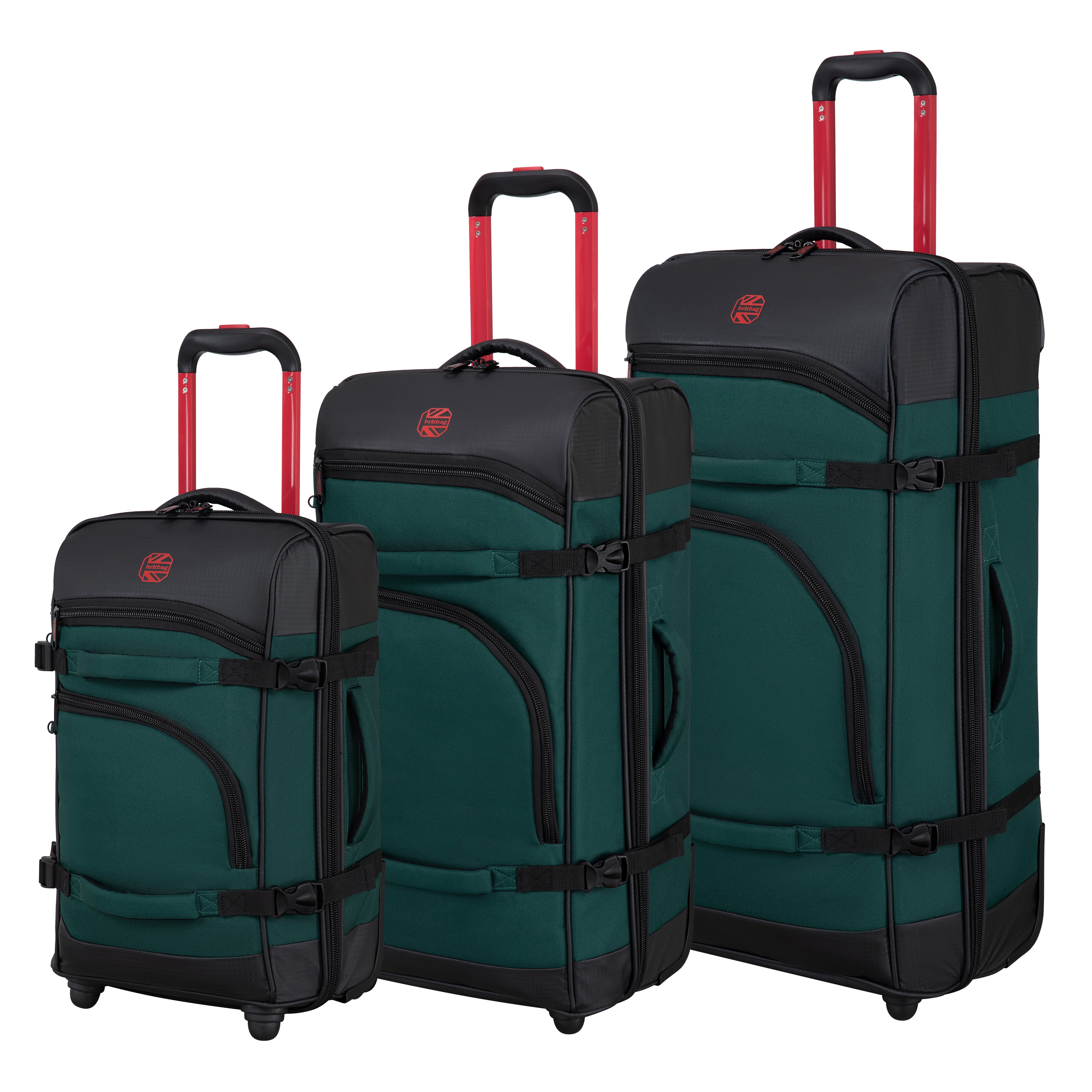 BRITBAG Persevering - 2-Wheel Duffle Bag 3pc Set (Rain Forest / Black) - Image 15